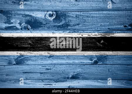 Botswana Flagge auf Holzplanken Hintergrund Holz Flagge Stockfoto