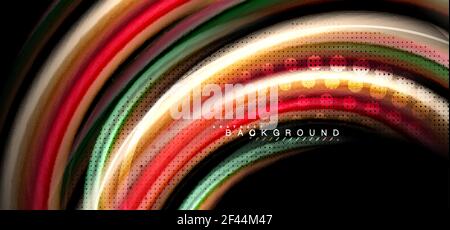 Mehrfarbige Wellenlinien auf schwarzem Hintergrund. Mehrfarbige Wellenlinien auf schwarzem Hintergrund Vektor-Design Stock Vektor