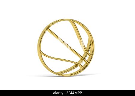Golden 3D Basketball-Symbol isoliert auf weißem Hintergrund - 3D Rendern Stockfoto