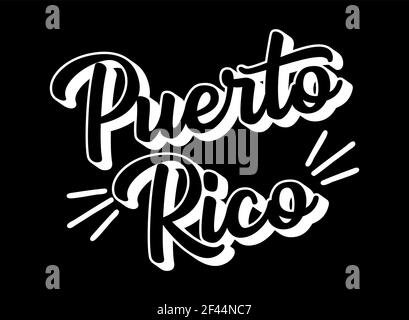 Handskizzierter Text VON PUERTO RICO. 3D Vintage, Retro Schriftzug für Poster, Aufkleber, Flyer, Header, Karte, Kleidung, Kleidung Stock Vektor