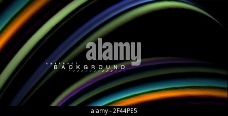 Mehrfarbige Wellenlinien auf schwarzem Hintergrund. Mehrfarbige Wellenlinien auf schwarzem Hintergrund Vektor-Design Stock Vektor