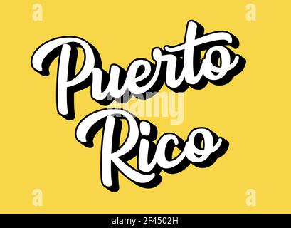 Handskizzierter Text VON PUERTO RICO. 3D Vintage, Retro Schriftzug für Poster, Aufkleber, Flyer, Header, Karte, Kleidung, Kleidung Stock Vektor