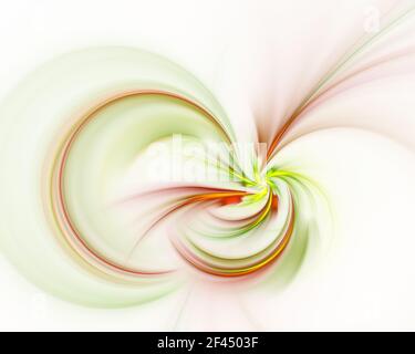 Geheimnisvolle Spiralblume. Ein abstrakter Computer erzeugte modernes fraktales Design auf dunklem Hintergrund. Abstrakte fraktale Farbtextur. Abstraktes Fraktal el Stockfoto