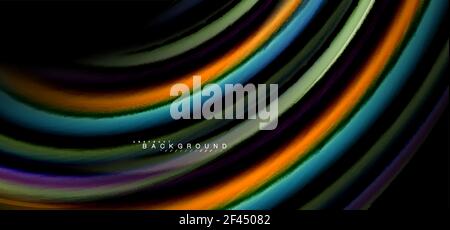 Mehrfarbige Wellenlinien auf schwarzem Hintergrund. Mehrfarbige Wellenlinien auf schwarzem Hintergrund Vektor-Design Stock Vektor