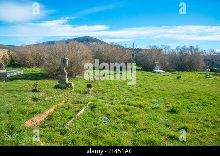 Alter Friedhof. Lozoya, Provinz Madrid, Spanien. Stockfoto