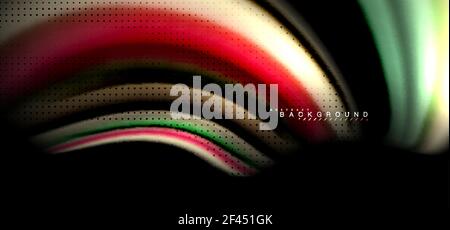 Mehrfarbige Wellenlinien auf schwarzem Hintergrund. Mehrfarbige Wellenlinien auf schwarzem Hintergrund Vektor-Design Stock Vektor