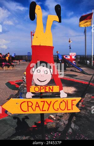 Crazy Golf Schild, Mablethorpe. Lincolnshire. England. VEREINIGTES KÖNIGREICH Stockfoto