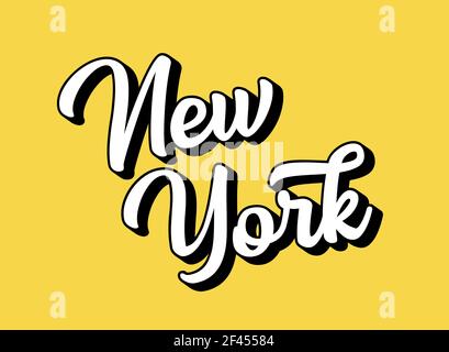 Handskizzierter NEW YORK Text. 3D Vintage, Retro Schriftzug für Poster, Aufkleber, Flyer, Header, Karte, Kleidung, Kleidung. Stock Vektor