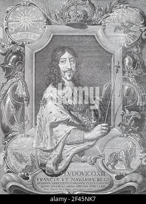 Ludwig XIII. (1601 – 1643) war von 1610 bis 1643 König von Frankreich und König von Navarra (als Ludwig II.) von 1610 bis 1620, als die Krone Navarras mit der französischen Krone verschmolzen wurde. Stockfoto