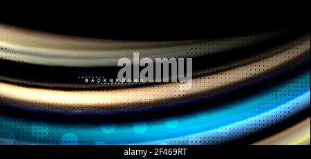 Mehrfarbige Wellenlinien auf schwarzem Hintergrund. Mehrfarbige Wellenlinien auf schwarzem Hintergrund Vektor-Design Stock Vektor