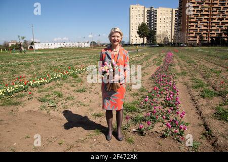 Rom, Italien. März 2021, 19th. Holländischer Botschafter in Italien Desiree Bonis im TuliPark in Rom (Foto: Matteo Nardone/Pacific Press) Quelle: Pacific Press Media Production Corp./Alamy Live News Stockfoto