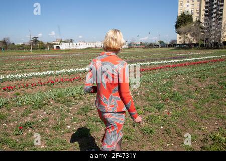 Rom, Italien. März 2021, 19th. Holländischer Botschafter in Italien Desiree Bonis im TuliPark in Rom (Foto: Matteo Nardone/Pacific Press) Quelle: Pacific Press Media Production Corp./Alamy Live News Stockfoto