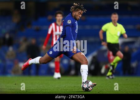 Reece James of Chelsea - Chelsea gegen Atletico Madrid, UEFA Champions League - Runde mit 16 Sekunden, Stamford Bridge, London, Großbritannien - 17th. März 2021 nur zur redaktionellen Verwendung Stockfoto