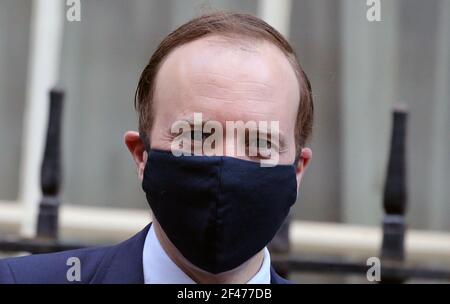 London, England, Großbritannien. März 2021, 19th. Staatssekretär für Gesundheit und Soziales MATT HANCOCK wird in Downing Street gesehen. Kredit: Tayfun Salci/ZUMA Wire/Alamy Live Nachrichten Stockfoto