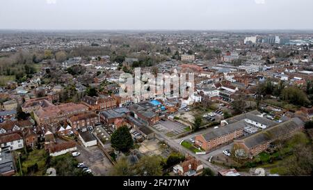 Witham Essex Häuser und Stadtzentrum Luftbild Stockfoto