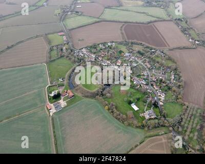 Pleshey English Village Luftbild Stockfoto