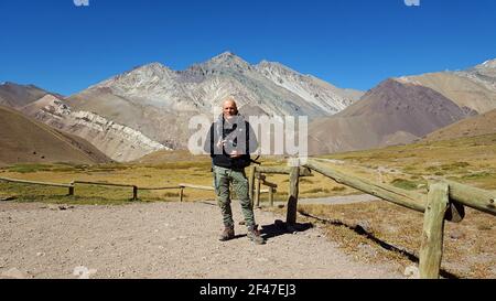 ARGENTINIEN der Aconcagua Provincial Park befindet sich in der Provinz Mendoza in Argentinien. Die Anden ziehen alle Arten von Nervenkitzel Suchenden Stockfoto