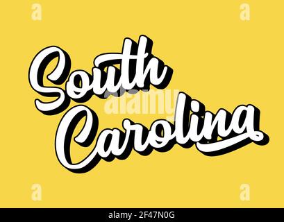 Handskizzierter Text AUS SOUTH CAROLINA. 3D Vintage, Retro Schriftzug für Poster, Aufkleber, Flyer, Header, Karte, Kleidung, Kleidung Stock Vektor