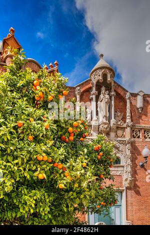 Hospital de la Santa Creu i Sant Pau (Heiliger Kreuz und Sankt Paul), Barcelona, Katalonien, Spanien Stockfoto