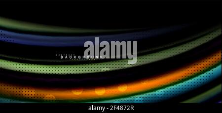 Mehrfarbige Wellenlinien auf schwarzem Hintergrund. Mehrfarbige Wellenlinien auf schwarzem Hintergrund Vektor-Design Stock Vektor