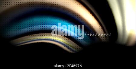 Mehrfarbige Wellenlinien auf schwarzem Hintergrund. Mehrfarbige Wellenlinien auf schwarzem Hintergrund Vektor-Design Stock Vektor