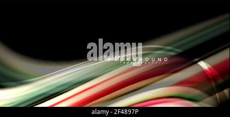 Mehrfarbige Wellenlinien auf schwarzem Hintergrund. Mehrfarbige Wellenlinien auf schwarzem Hintergrund Vektor-Design Stock Vektor