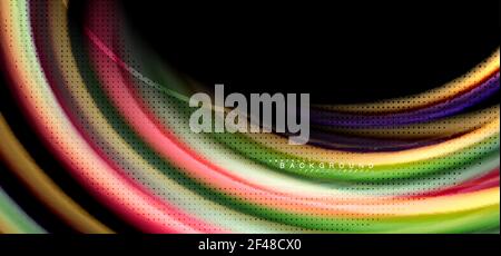 Mehrfarbige Wellenlinien auf schwarzem Hintergrund. Mehrfarbige Wellenlinien auf schwarzem Hintergrund Vektor-Design Stock Vektor
