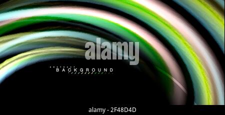 Mehrfarbige Wellenlinien auf schwarzem Hintergrund. Mehrfarbige Wellenlinien auf schwarzem Hintergrund Vektor-Design Stock Vektor