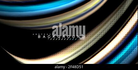 Mehrfarbige Wellenlinien auf schwarzem Hintergrund. Mehrfarbige Wellenlinien auf schwarzem Hintergrund Vektor-Design Stock Vektor