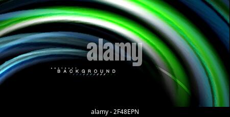 Mehrfarbige Wellenlinien auf schwarzem Hintergrund. Mehrfarbige Wellenlinien auf schwarzem Hintergrund Vektor-Design Stock Vektor