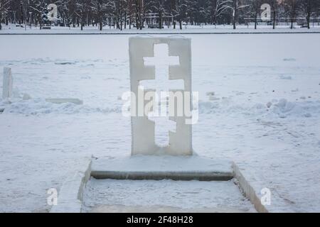 Wintertaufe in Minsk Weißrussland Stockfoto