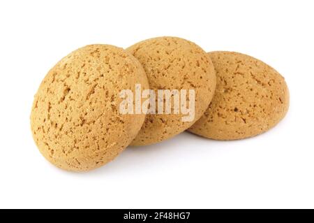 Haferflocken-Cookies, die auf einem weißen Hintergrund isoliert Stockfoto