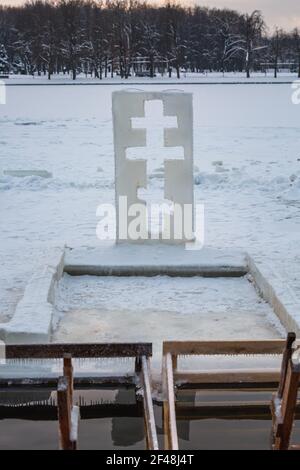 Wintertaufe in Minsk Weißrussland Stockfoto