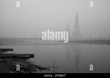 Ein schöner Morgen in Yamuna Ghat Delhi Stockfoto