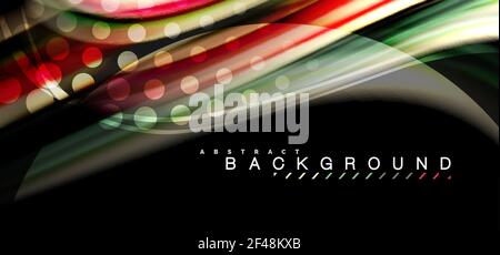 Mehrfarbige Wellenlinien auf schwarzem Hintergrund. Mehrfarbige Wellenlinien auf schwarzem Hintergrund Vektor-Design Stock Vektor