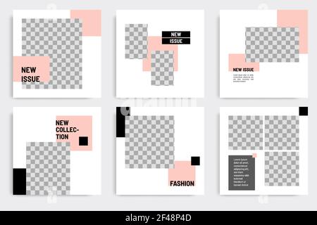 Minimales Layout Design Hintergrund Vektor-Illustration in schwarz pfirsichweiß Rahmenfarbe. Editierbare quadratische geometrische Form Banner-Vorlage für Social medi Stock Vektor