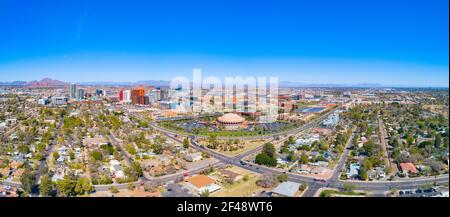 Downtown Tempe, Arizona, USA Drone Skyline Aerial. Stockfoto