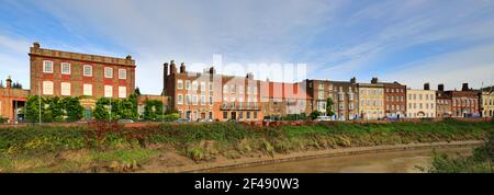 Der Norden Brink Architektur, Fluss Nene, Wisbech Stadt, Cambridgeshire, England, Großbritannien Stockfoto