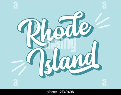 Handskizzierter RHODE-INSEL-Text. 3D Vintage, Retro Schriftzug für Poster, Aufkleber, Flyer, Header, Karte, Kleidung, Kleidung Stock Vektor
