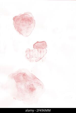 Ein abstraktes rotes Aquarell auf weißem Hintergrund Stockfoto