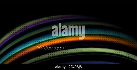 Mehrfarbige Wellenlinien auf schwarzem Hintergrund. Mehrfarbige Wellenlinien auf schwarzem Hintergrund Vektor-Design Stock Vektor