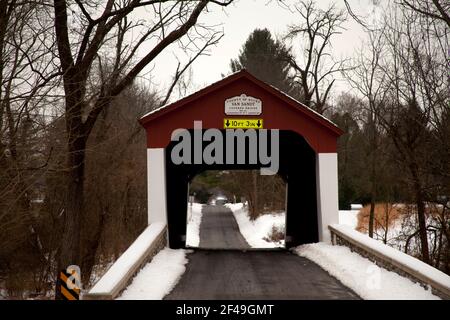 Van Sandt Covered Bridge, Bucks County, Pennsylvania, USA. Stockfoto