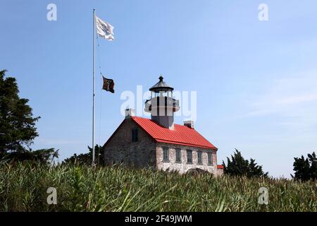 Historischer Leuchtturm von East Point, Delaware Bay, Heritage Trail, New Jersey, USA Stockfoto