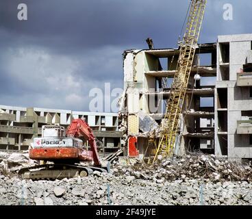 Abriss eines Teils der Hulme-Halbmonde, Manchester, 1995. Stockfoto