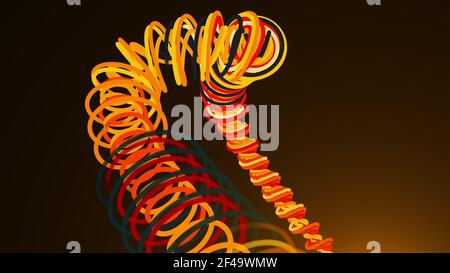 Spiralkonstruktion von Linien, computergeneriert. 3D Rendering abstrakter Backdrop Stockfoto