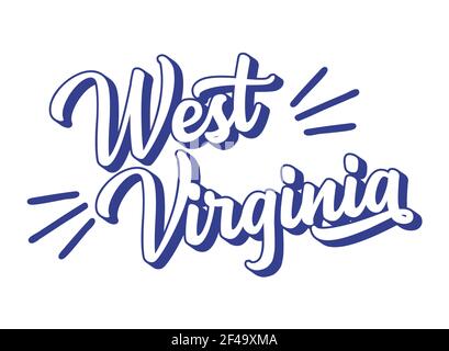 Handskizzierter Text VON WEST VIRGINIA. 3D Vintage, Retro Schriftzug für Poster, Aufkleber, Flyer, Header, Karte, Kleidung, Kleidung Stock Vektor