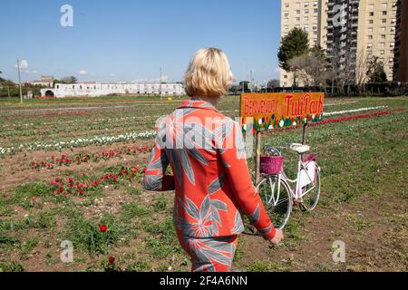 Rom, Italien. März 2021, 19th. Holländischer Botschafter in Italien Desiree Bonis im TuliPark in Rom (Foto: Matteo Nardone/Pacific Press/Sipa USA) Quelle: SIPA USA/Alamy Live News Stockfoto