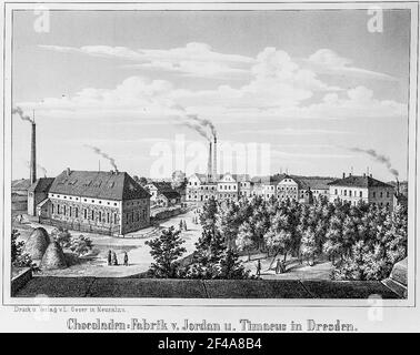 Schokoladenfabrik von Jordanien und Timaeus in Dresden Stockfoto