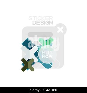 Flaches Design Kreuz Form geometrische Aufkleber Symbol, Papier Stil Design mit jetzt kaufen Beispieltext, für Business-oder Web-Präsentation, App oder Interface-Tasten. Flaches Design Kreuz Form geometrische Sticker Symbol, Papier Stil Design mit jetzt kaufen Beispieltext, für Unternehmen oder Web-Präsentation, App oder Interface-Tasten, Internet-Website-Shop Banner und Etiketten Stock Vektor