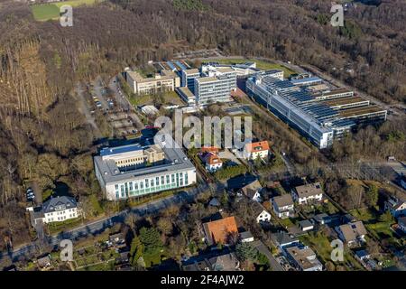 Luftaufnahme, FernUniversität in Hagen, Universitätsviertel, Hagen, Ruhrgebiet, Nordrhein-Westfalen, Deutschland, DE, Digitale Hochschule NRW, Europa, Fe Stockfoto